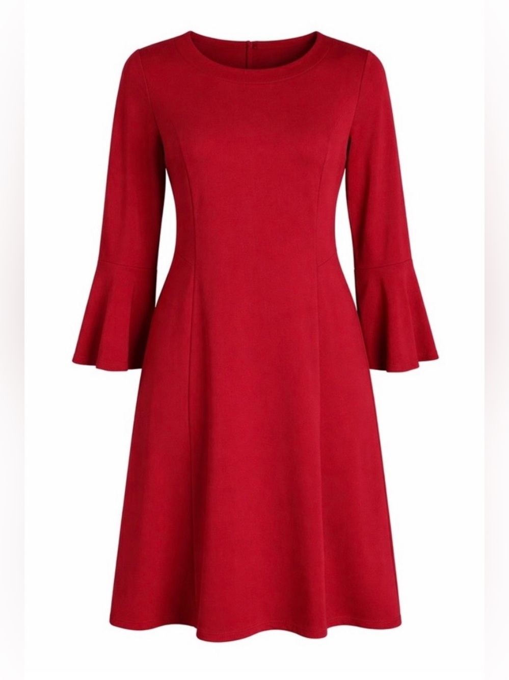 NWT J. Jill Ponte Dress True Red Bell Sleeves Size Medium Petite Retails $109